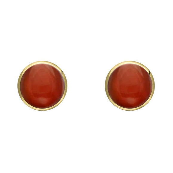 C W Sellors 9ct Yellow Gold Carnelian 5mm Classic Small Round Stud Earrings, E002.