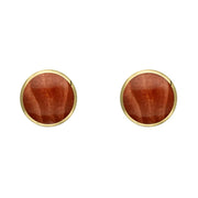 C W Sellors 9ct Yellow Gold Jasper 5mm Classic Small Round Stud Earrings, E002.