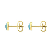 C W Sellors 9ct Yellow Gold Larimar 5mm Classic Small Round Stud Earrings, E002.