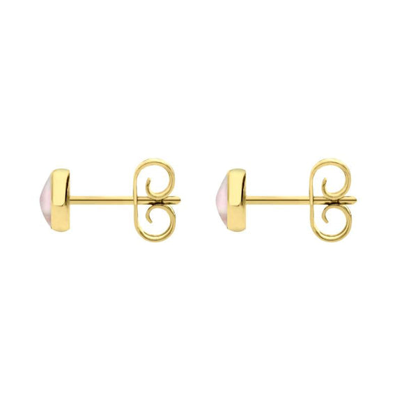 C W Sellors 9ct Yellow Gold Pink Mother of Pearl 5mm Classic Small Round Stud Earrings, E002.