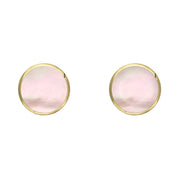 C W Sellors 9ct Yellow Gold Pink Mother of Pearl 5mm Classic Small Round Stud Earrings, E002.