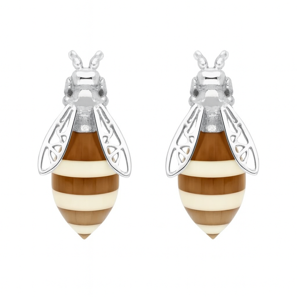 Sterling Silver Amber Bee Stud Earrings