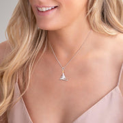 Christmas Collection Silver Large Zig Zag Christmas Tree Necklace. P2792