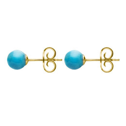 Yellow Gold Turquoise 5mm Ball Stud Earrings E1343