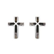 00115294 C W Sellors Sterling Silver Blue John Small Cross Stud Earrings, E1439.