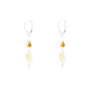 Sterling Silver Amber Graduated Twist Drop Earrings