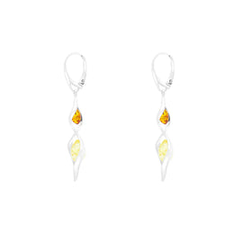 Sterling Silver Amber Graduated Twist Drop Earrings