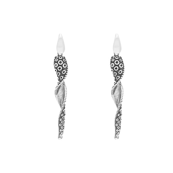 Sterling Silver Tentacle Twist Drop Earrings