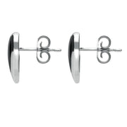 Sterling Silver Whitby Jet Pink Mother of Pearl Split Heart Stud Earrings E364