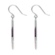 00073540 C W Sellors Sterling Silver Blue John Four Stone Slim Hook Drop Earrings, E555.