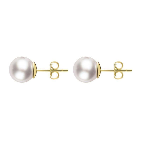 00177904 18ct Yellow Gold 5mm White Pearl Stud Earrings, E2520.