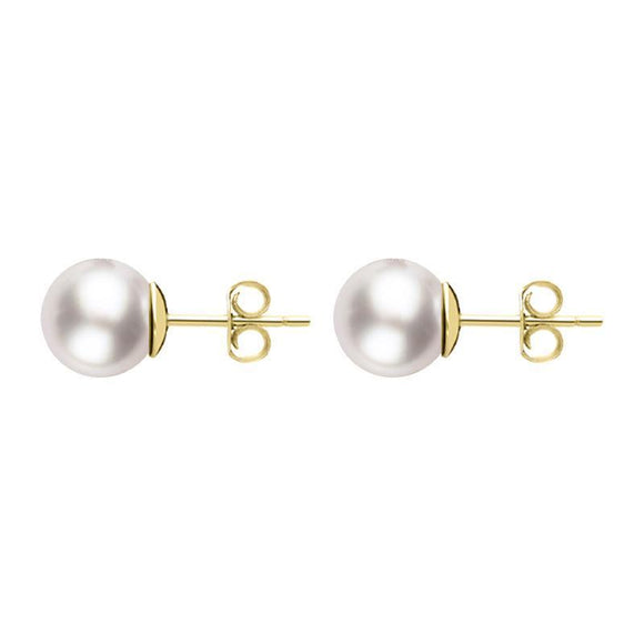 00179168 18ct Yellow Gold 6mm White Pearl Stud Earrings, E2539.