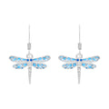 Sterling Silver Blue Enamel Dragonfly Hook Earrings