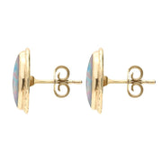 00067019 9ct Yellow Gold Opal Rope Edged Stud Earrings, E023