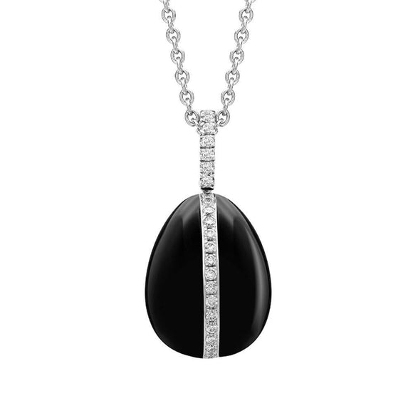 Faberge 18ct White Gold Diamond Whitby Jet Pendant Limited Edition