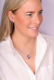 Sterling Silver Blue John Bloom Large Four Leaf Clover Ball Edge Chain Necklet