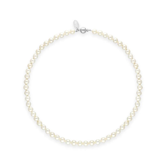 00180608 White Pearl 6mm Round Bead Necklace, N1117_16.
