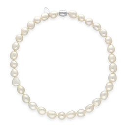00180625  White Baroque Pearl 10mm Bead Necklace, N1122_16.
