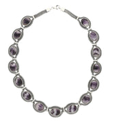 Sterling Silver Blue John Foxtail Oval Fifteen Stone Necklace. N962.