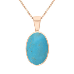18ct Rose Gold Turquoise Oval Necklace. P019. 