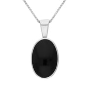 Sterling Silver Whitby Jet Oval Necklace. P019. 