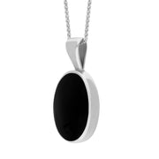 9ct White Gold Whitby Jet Oval Necklace. P019. 