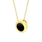 9ct Yellow Gold Whitby Jet Modern Framed Round Necklace