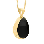 18ct Yellow Gold Blue John Whitby Jet Hallmark Double Sided Pear-shaped Necklace