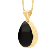 18ct Yellow Gold Blue John Whitby Jet Hallmark Double Sided Pear-shaped Necklace