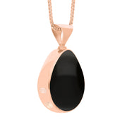 9ct Rose Gold Whitby Jet Lapis Lazuli Hallmark Double Sided Pear-shaped Necklace