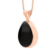 9ct Rose Gold Whitby Jet Malachite Hallmark Double Sided Pear-shaped Necklace