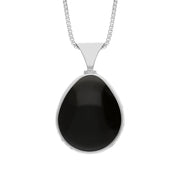 9ct White Gold Blue John Whitby Jet Hallmark Double Sided Pear-shaped Necklace