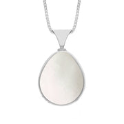 Sterling Silver Whitby Jet Mother of Pearl Hallmark Double Sided Pear-shaped Necklace, P148_FH