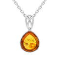 Sterling Silver Amber Small Pear Necklace, P2757.