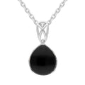 Sterling Silver Whitby Jet Small Pear Pendant, P2757