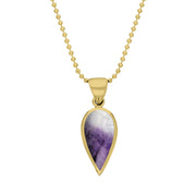 9ct Yellow Gold Blue John Small Upside Down Pear Necklace
