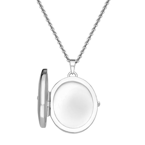 00119447 Sterling Silver Cubic Zirconia Star Centre Oval Keepsake Locket, P2630.