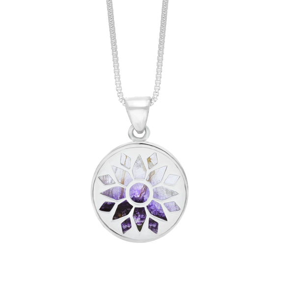 Sterling Silver 18mm Blue John Chatsworth Décor Round Pendant
