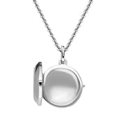 00119501 Sterling Silver Small Round Faceted Edge Keepsake Locket, P2626C. 