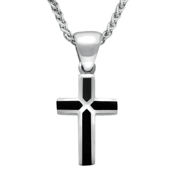 Pendant Whitby Jet And Silver 4 Stone Cross