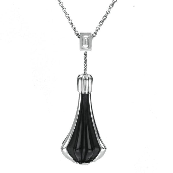 Platinum 0.11ct Diamond Whitby Jet Cabaret Necklace, P2206C.