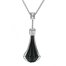 Platinum 0.11ct Diamond Whitby Jet Cabaret Necklace, P2206C.