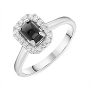 Platinum Whitby Jet 0.16ct Diamond Oblong Cluster Ring, R1130.