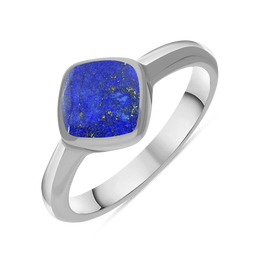 Sterling Silver Lapis Lazuli Cushion Ring, R406.