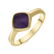 9ct Yellow Gold Blue John Cushion Ring, R406.