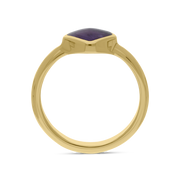 9ct Yellow Gold Blue John Cushion Ring, R406.