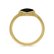 9ct Yellow Gold Whitby Jet Cushion Ring, R406.