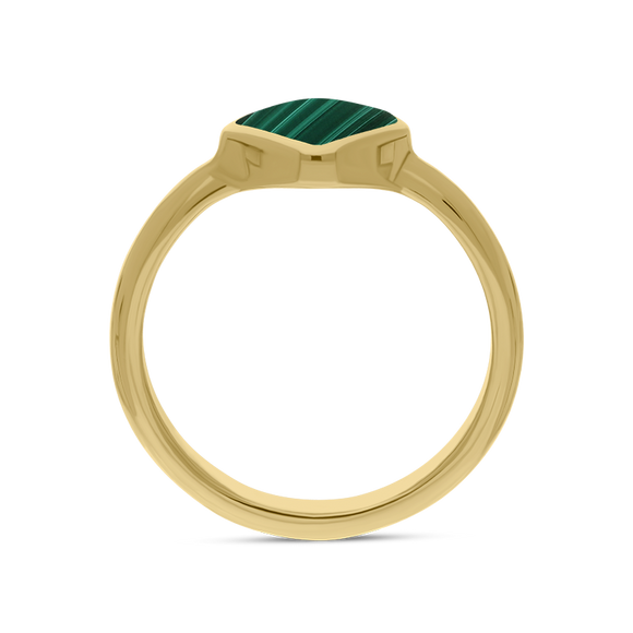 9ct Yellow Gold Malachite Curved Square Cushion Ring, R406