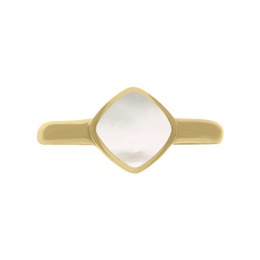 9ct Yellow Gold Mother of Pearl Cushion Ring, R406.