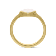 9ct Yellow Gold Mother of Pearl Cushion Ring, R406.